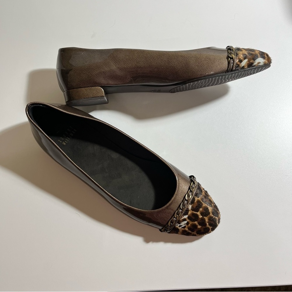 Stuart Weitzman Patent Leather & Cheetah Print Ballet Flats 11